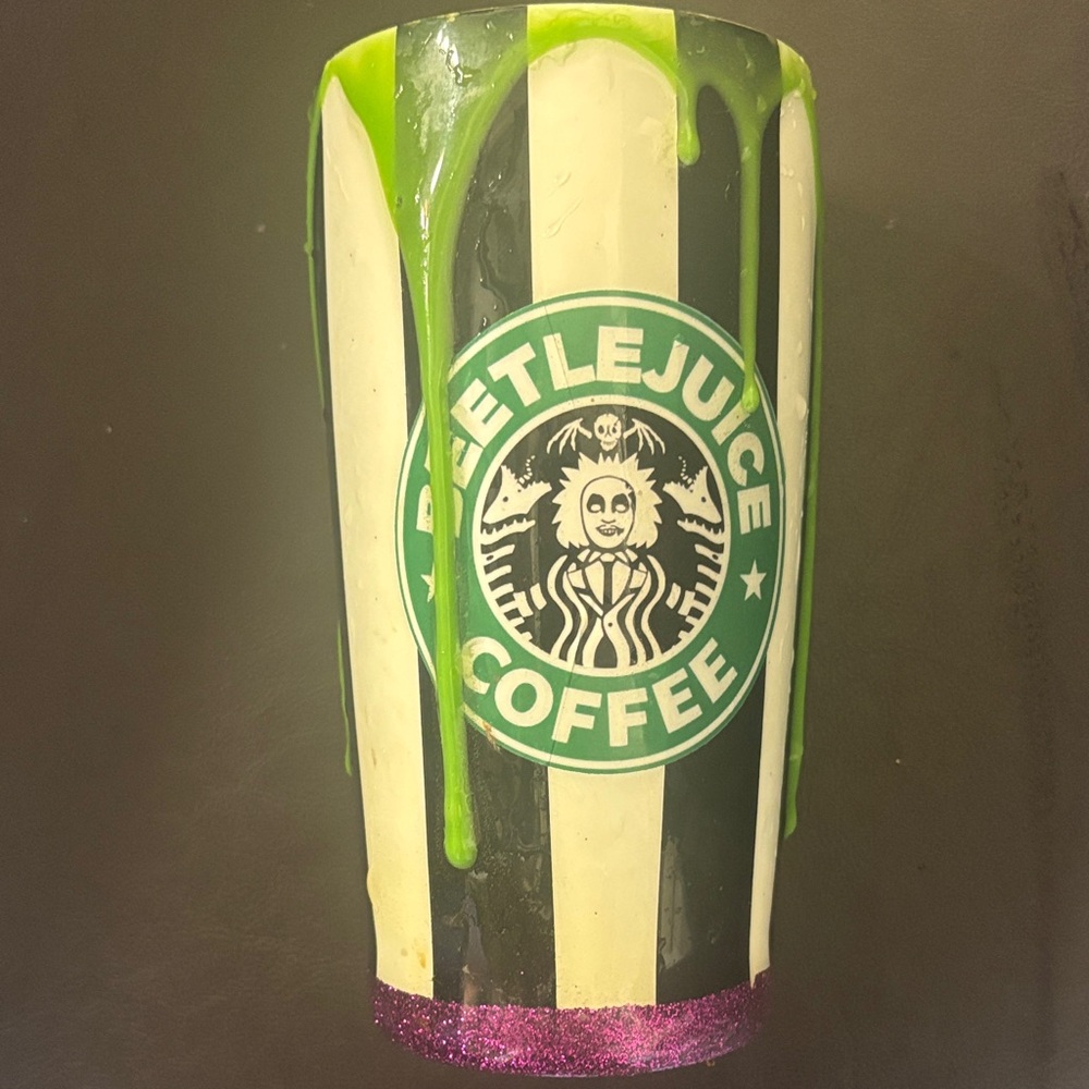 Starbucks Green and Black Striped Tumbler